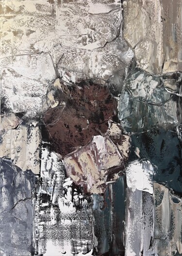 Malerei mit dem Titel "Brown Beige abstrac…" von Marina Skromova, Original-Kunstwerk, Öl