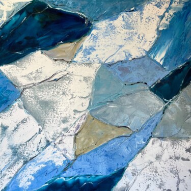 Pittura intitolato "Blue gray Geometric…" da Marina Skromova, Opera d'arte originale, Olio