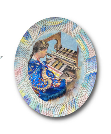 Картина под названием "Ткачиха" - Марина Шолохова, Подлинное произведение искусства, Масло