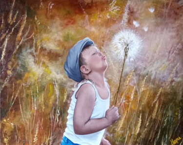 Peinture intitulée "Nice boy" par Marina Ternavskaya, Œuvre d'art originale, Huile Monté sur Carton