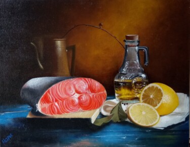 Картина под названием "Fish" - Marina Ternavskaya, Подлинное произведение искусства, Масло Установлен на картон