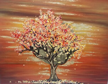 Картина под названием "Golden tree" - Marina Ternavskaya, Подлинное произведение искусства, Акрил Установлен на Деревянная р…
