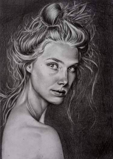 Рисунок под названием "Сalm look" - Marina Ternavskaya, Подлинное произведение искусства, Карандаш
