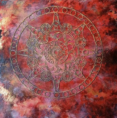 Картина под названием "Mandala" - Marina Ternavskaya, Подлинное произведение искусства, Акрил Установлен на Деревянная рама…