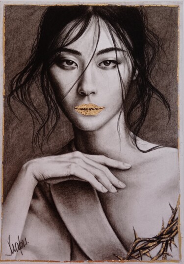 Рисунок под названием "Honey lips" - Marina Ternavskaya, Подлинное произведение искусства, Карандаш