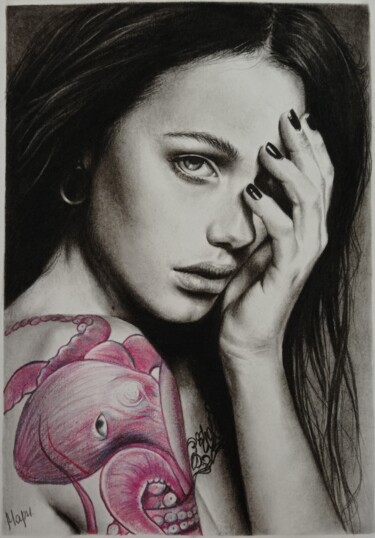 Рисунок под названием "Tattoo" - Marina Ternavskaya, Подлинное произведение искусства, Карандаш