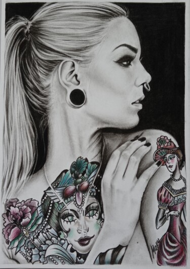 Drawing titled "Tattoo 1" by Marina Ternavskaya, Original Artwork, Pencil