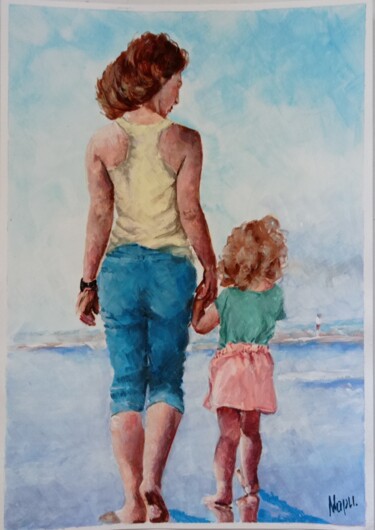 Рисунок под названием "Walk with mom" - Marina Ternavskaya, Подлинное произведение искусства, Темпера