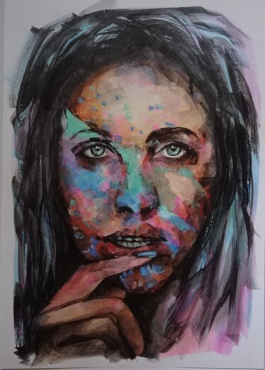 Drawing titled "Gaze into you" by Marina Ternavskaya, Original Artwork, Tempera