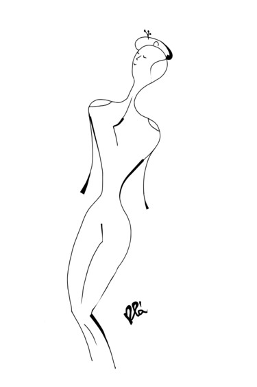 Grafika cyfrowa / sztuka generowana cyfrowo zatytułowany „Elegant woman Line…” autorstwa Plaline, Oryginalna praca, Malarstw…