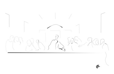Grafika cyfrowa / sztuka generowana cyfrowo zatytułowany „The Last Supper, Le…” autorstwa Plaline, Oryginalna praca, Malarst…