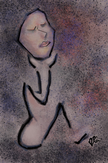 Digital Arts titled "Elegant woman Line…" by Plaline, Original Artwork, Digital Painting