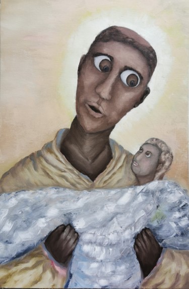 Painting titled "Saint Benedict, The…" by Plaline, Original Artwork, Oil