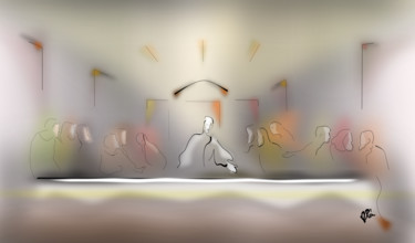 Arts numériques intitulée "The Last Supper, Le…" par Plaline, Œuvre d'art originale, Peinture numérique