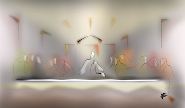 Digitale Kunst getiteld "The Last Supper, Le…" door Plaline, Origineel Kunstwerk, Digitaal Schilderwerk