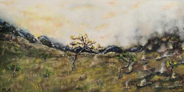 Painting titled "Fire and tree 2" by Plaline, Original Artwork, Oil
