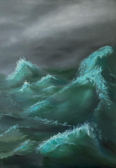 Painting titled "Wild Sea" by Marina Zotova, Original Artwork, Oil
