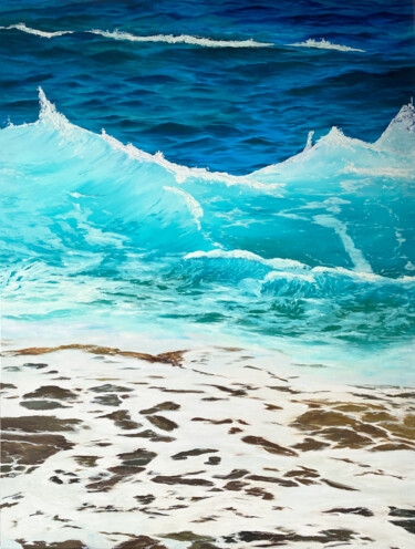 Pintura intitulada "Restless Ocean" por Marina Zotova, Obras de arte originais, Óleo Montado em Armação em madeira