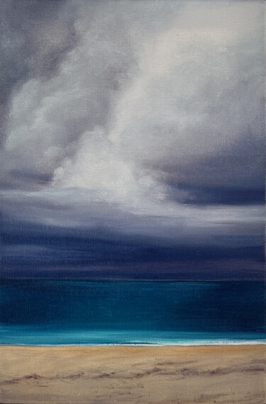 Painting titled "Before the rain" by Marina Zotova, Original Artwork, Oil Mounted on Wood Stretcher frame
