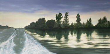 Картина под названием "Fisherman's Evening" - Marina Zotova, Подлинное произведение искусства, Масло Установлен на Деревянна…