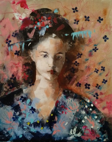 Painting titled "Little gheisa" by Marina Del Pozo, Original Art, Acrylic