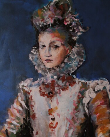 Painting titled "Dama , 12" by Marina Del Pozo, Original Artwork, Acrylic Mounted on Wood Stretcher frame