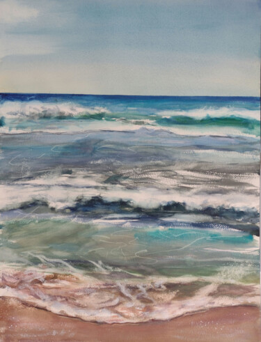 Картина под названием "Restless sea" - Marina Del Pozo, Подлинное произведение искусства, Акварель