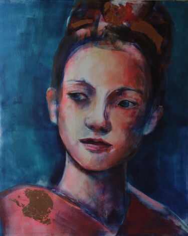 Painting titled "Thinking about it" by Marina Del Pozo, Original Artwork, Acrylic Mounted on Wood Stretcher frame