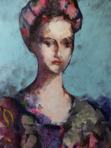Painting titled "Dama01" by Marina Del Pozo, Original Artwork, Acrylic Mounted on Wood Stretcher frame