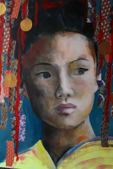 Painting titled "Gheisa 03" by Marina Del Pozo, Original Artwork, Acrylic Mounted on Wood Stretcher frame