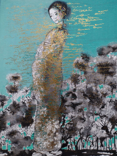 Рисунок под названием "Floating world" - Marina Del Pozo, Подлинное произведение искусства, Чернила