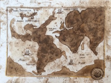 Dessin intitulée "Ancient map. (Sort…" par Marina Kalinovsky, Œuvre d'art originale, Encre