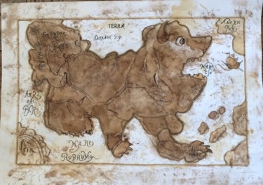 Tekening getiteld "Ancient map. (Sort…" door Marina Kalinovsky, Origineel Kunstwerk, Inkt