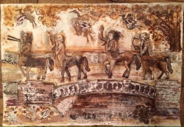 Desenho intitulada "Centaurs crossing t…" por Marina Kalinovsky, Obras de arte originais, Tinta