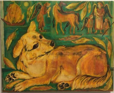 Pittura intitolato "Autumn. Ginger dog" da Marina Kalinovsky, Opera d'arte originale, Olio
