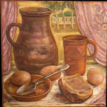 Painting titled "Still Life with Ukr…" by Marina Kalinovsky, Original Artwork, Oil