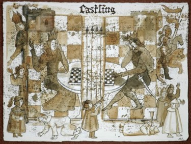 Desenho intitulada "Castling" por Marina Kalinovsky, Obras de arte originais