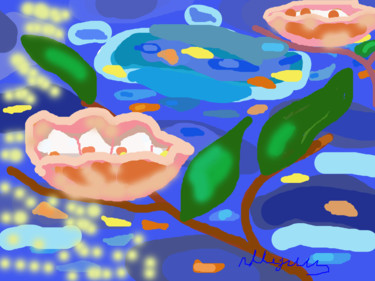 Цифровое искусство под названием "lake-with-flowers.j…" - Марина Мулина, Подлинное произведение искусства, Другой
