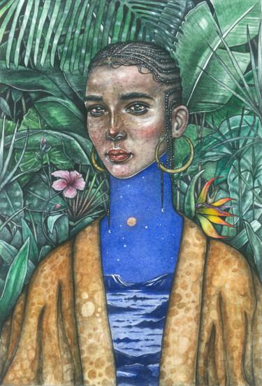 Peinture intitulée "Introspection" par Marina Wino, Œuvre d'art originale, Aquarelle