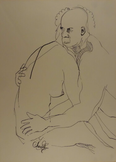 Dibujo titulada "Amour sincère" por Marine Chauvet, Obra de arte original, Tinta