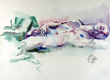 Pintura intitulada "Extasié" por Marine Chauvet, Obras de arte originais, Aquarela