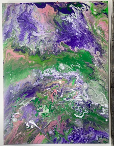 Painting titled "Green Lavender" by Marine Hennequet, Original Artwork, Acrylic