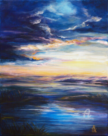 Painting titled ""As above, so below…" by Marine Kubert, Original Artwork, Acrylic Mounted on Wood Stretcher frame