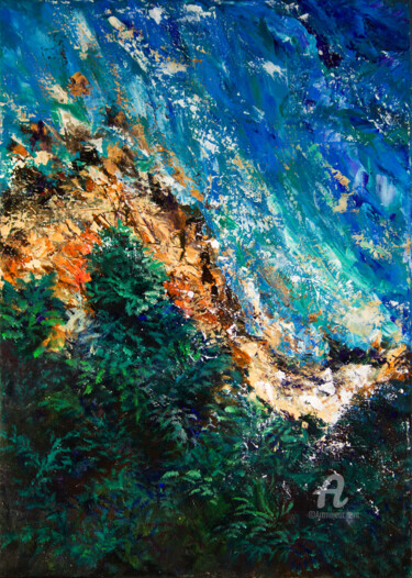 「Abstract seascape #…」というタイトルの絵画 Marine Kubertによって, オリジナルのアートワーク, アクリル ウッドストレッチャーフレームにマウント