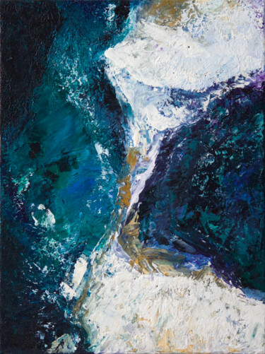 Painting titled "Glacier in the ocea…" by Marine Kubert, Original Artwork, Acrylic Mounted on Wood Stretcher frame