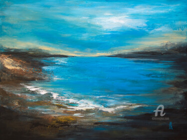 Malerei mit dem Titel "Semi-Abstact seasca…" von Marine Kubert, Original-Kunstwerk, Acryl