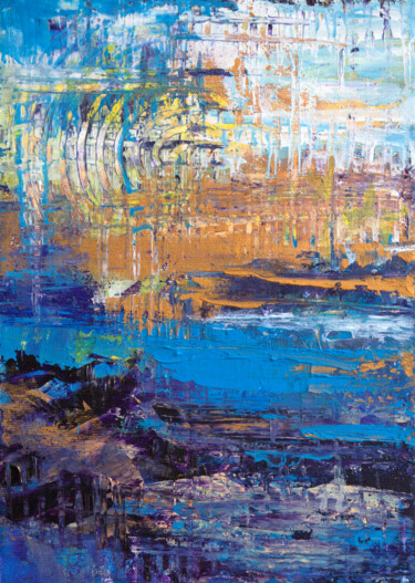 Картина под названием "Sunrise, atmospheri…" - Marine Kubert, Подлинное произведение искусства, Акрил Установлен на Деревянн…