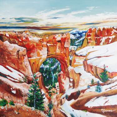 Painting titled "L'arche du Bryce Ca…" by Marine Sansas, Original Artwork, Oil Mounted on Wood Stretcher frame