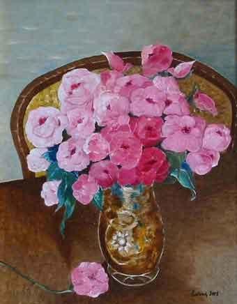 Schilderij getiteld "Bouquet rose" door Marine, Origineel Kunstwerk
