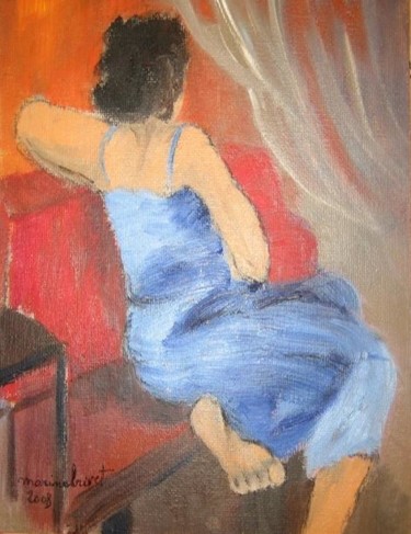 绘画 标题为“dos en robe bleue” 由Marine Brivet, 原创艺术品